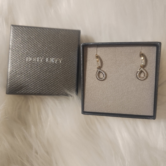 Bony Levy 18K Yellow Gold Pave Diamond Open Pear Shape Drop Earrings - Picture 5 of 5